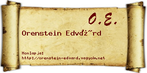 Orenstein Edvárd névjegykártya